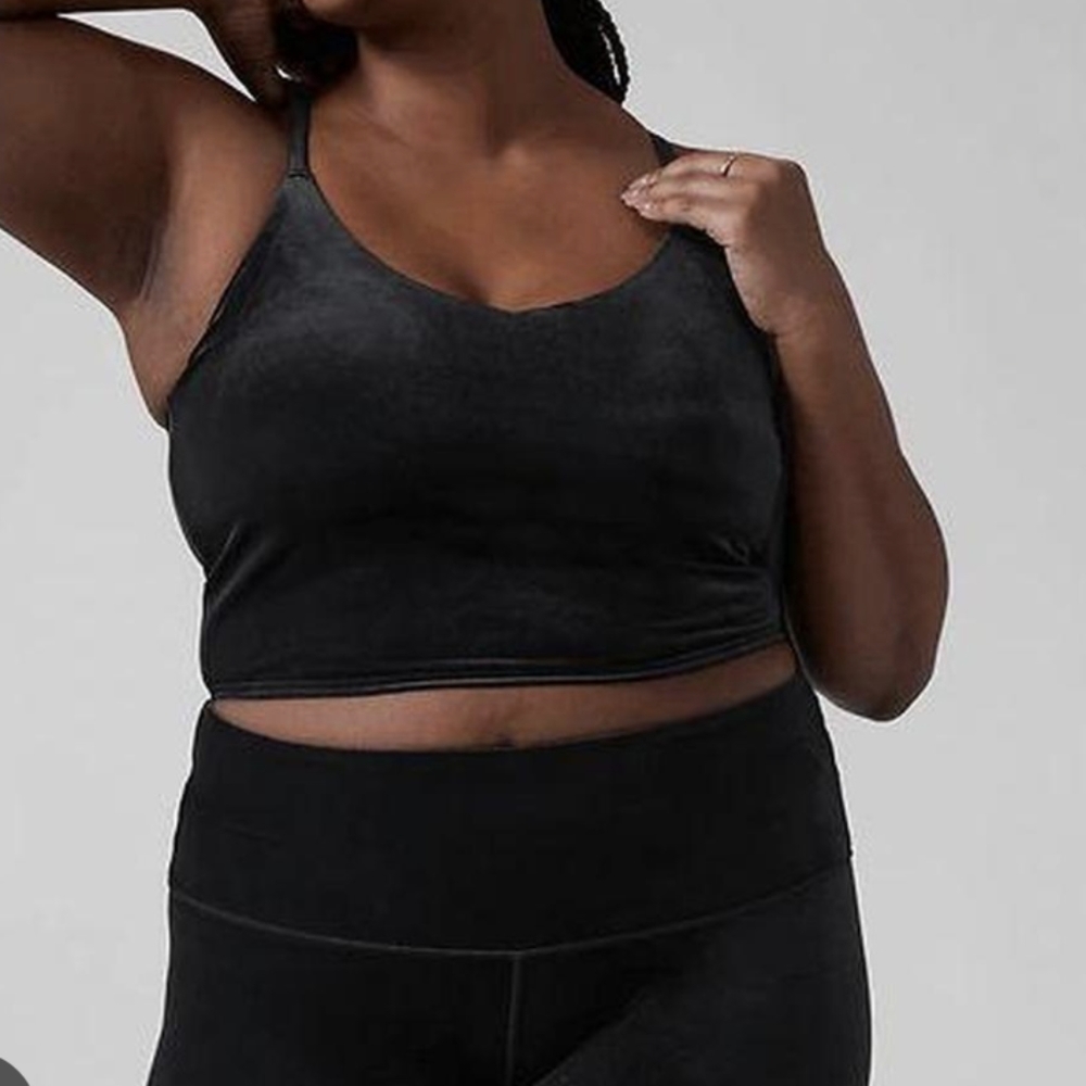 Athleta 1X Black Elation VNeck Velvet Crop D/DD, washed but never worn